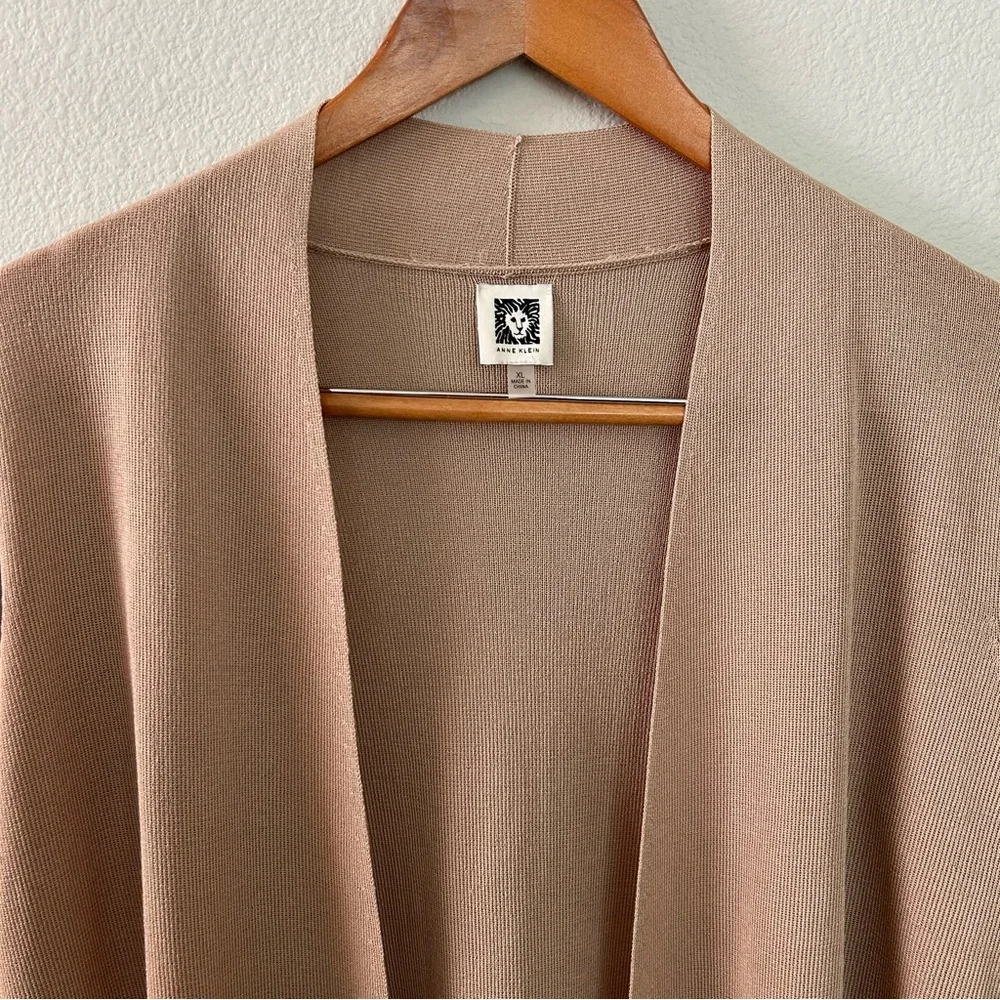 Soft Cozy Winter Academic Tan Cardigan Sweater Open Front - Picture 3 of 6